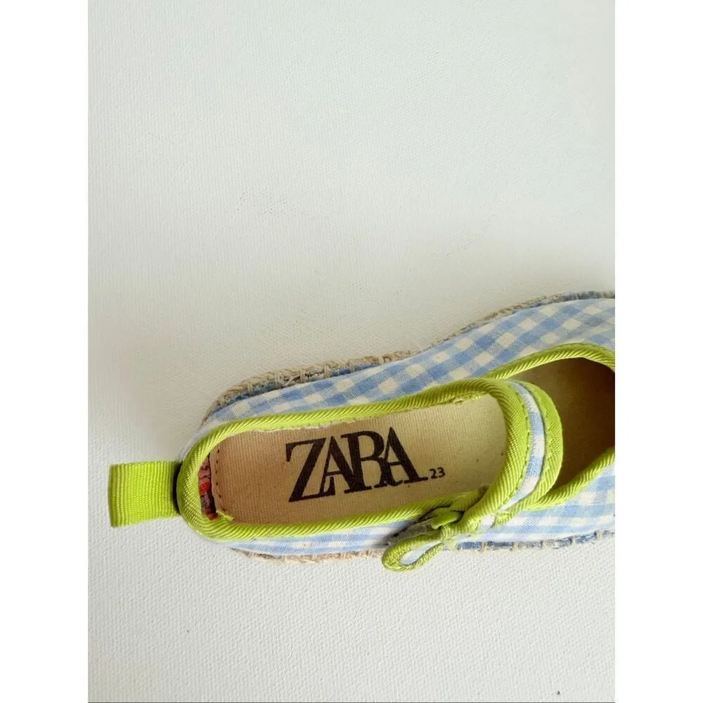 Zara Girls Gingham Mary Jane Toddler Shoes size 6.5